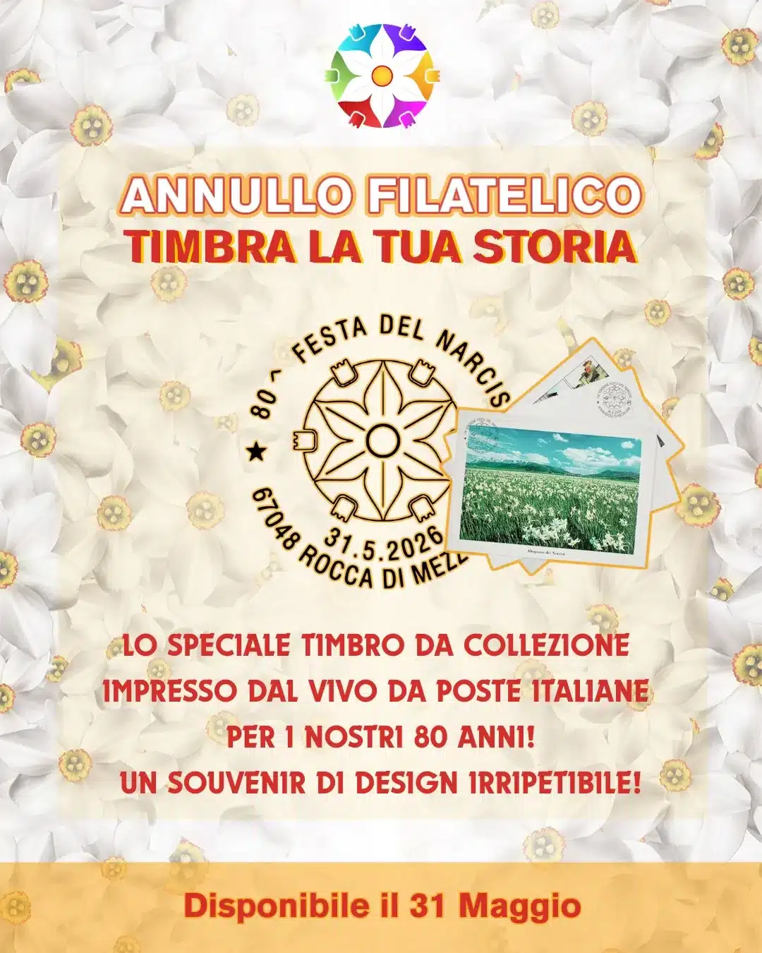 annullo filatelico 80 esima festa del narciso